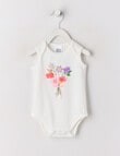 Teeny Weeny Play Time Flower Bouquet Sleeveless Bodysuit, White product photo