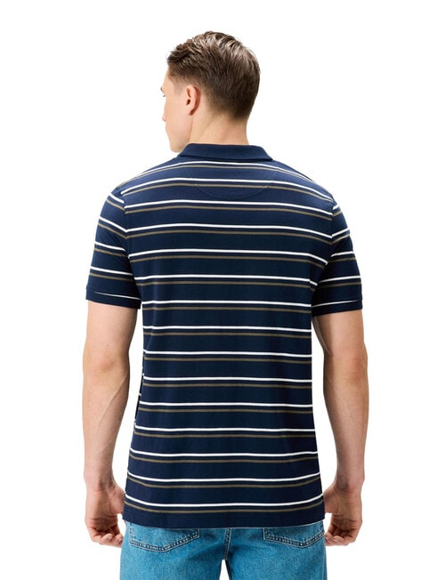 Canterbury Yarn Dyed Stripe Polo Shirt, Navy product photo View 02 L