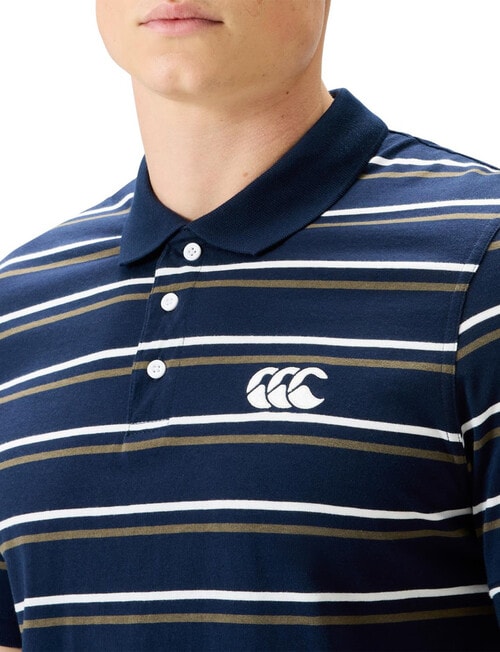 Canterbury Yarn Dyed Stripe Polo Shirt, Navy product photo View 03 L