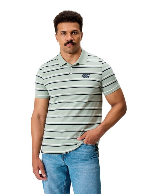 Canterbury Yarn Dyed Stripe Polo Shirt, Iceberg Green product photo