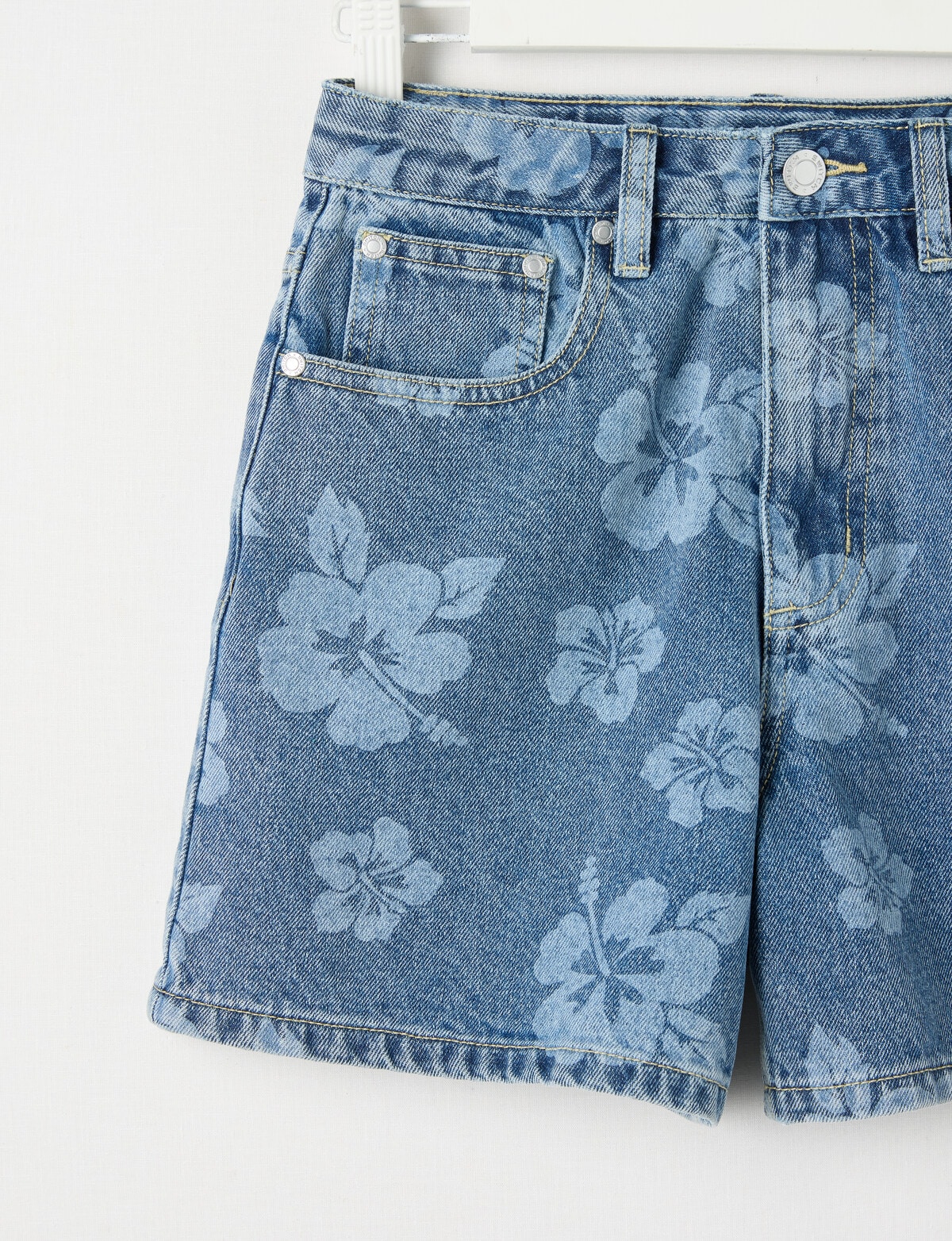 Switch Hibiscus Olivia Aline High Rise Denim Short, Mid Blue - Shorts