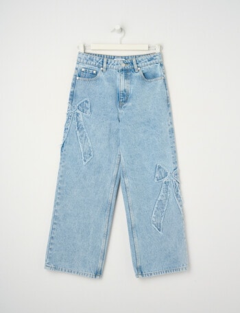 Switch Harlow, Wide Leg Applique Bow Jean, Light Blue product photo