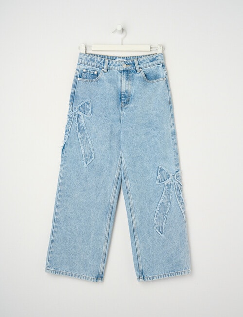 Switch Harlow, Wide Leg Applique Bow Jean, Light Blue product photo