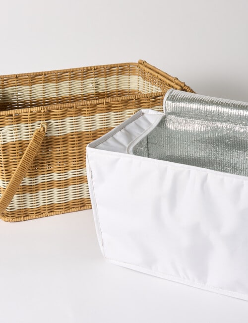 Terrace Stripe Picnic Basket, Natural & White product photo View 04 L