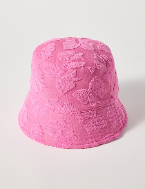 Mac & Ellie Towelling Bows Bucket Hat, Fuchsia product photo