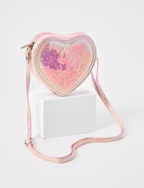 Mac & Ellie Heart Sequin Crossbody Bag, Pink product photo