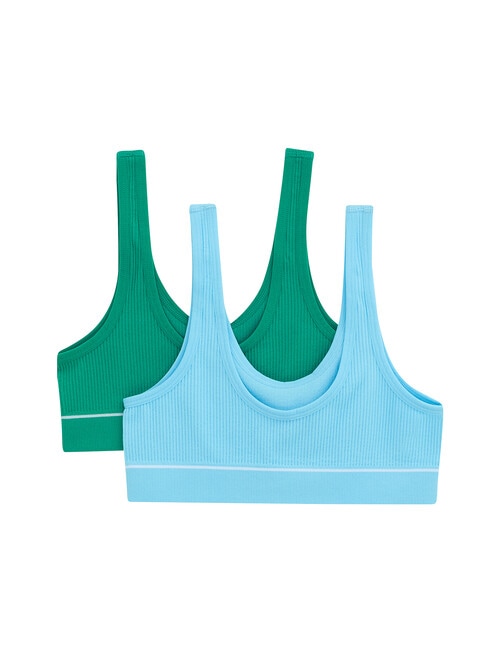 Bonds Retro Rib Crop Top, 2-Pack, Greentree & Unreal Aqua product photo View 02 L
