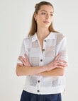 Mineral Breeze Crochet Knit Polo Shirt, White product photo