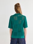 Mineral Breeze Crochet Knit Polo Shirt, Green product photo View 02 S