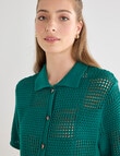 Mineral Breeze Crochet Knit Polo Shirt, Green product photo View 04 S
