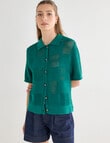 Mineral Breeze Crochet Knit Polo Shirt, Green product photo View 06 S