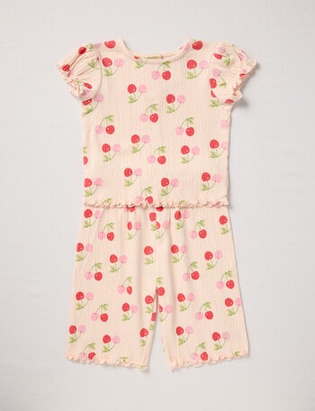 Teeny Weeny Cherries Tee & Pants Set, 2-Piece, Pink product photo