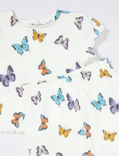 Teeny Weeny Butterflies Tee & Pant Crinkle Set, 2-Piece, White product photo View 02 L