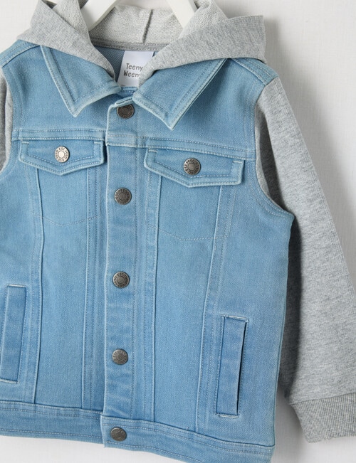Teeny Weeny Hooded Denim Jacket, Blue product photo View 03 L