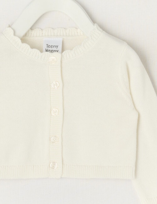 Teeny Weeny All Dressed Up Cropped Cardigan, White product photo View 02 L