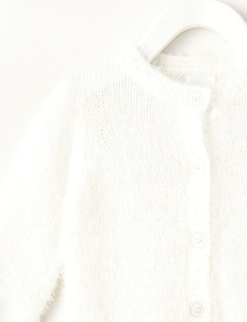 Teeny Weeny All Dressed Up Knit Fluffy Cardigan, White product photo View 02 L