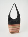Zest Stripe Raffia Boho Bag, Black product photo View 02 S