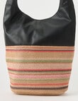 Zest Stripe Raffia Boho Bag, Black product photo View 03 S