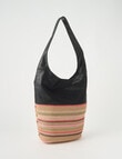 Zest Stripe Raffia Boho Bag, Black product photo View 04 S