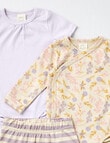 Little Bundle Flower Bodysuits & Pant Set, 3-Piece, Lilac & Sand product photo View 02 S