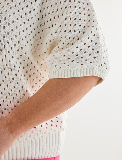 Studio Curve Mesh Knit Jumper, Ecru product photo View 05 L