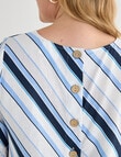 Studio Curve Linen Blend Button Back Top, Navy Stripe product photo View 05 S