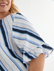Studio Curve Linen Blend Button Back Top, Navy Stripe product photo View 06 S