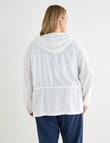 Studio Curve Linen Blend Drape Jacket with Drawcord, White product photo View 02 S