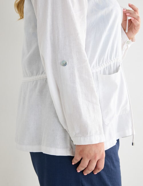 Studio Curve Linen Blend Drape Jacket with Drawcord, White product photo View 07 L