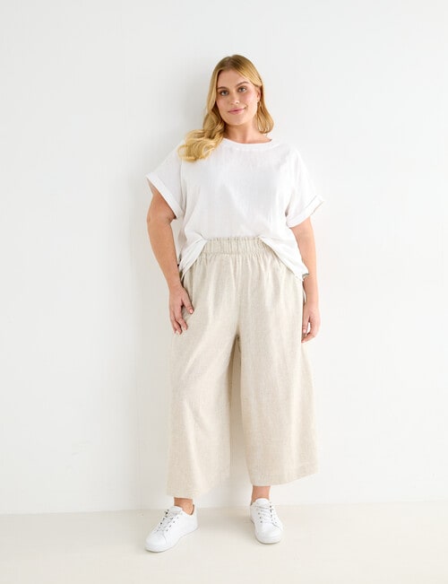 Studio Curve Linen Blend Crop Pant, Oatmeal product photo View 03 L