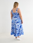 Studio Curve Linen Blend Sleevless Dress, Blue Print product photo View 02 S