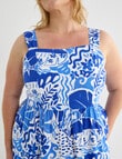 Studio Curve Linen Blend Sleevless Dress, Blue Print product photo View 04 S