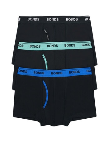 Bonds Guyfront Micro Trunk, 3-Pack, Nu Black with Blue, Neo & Black Waistbands product photo