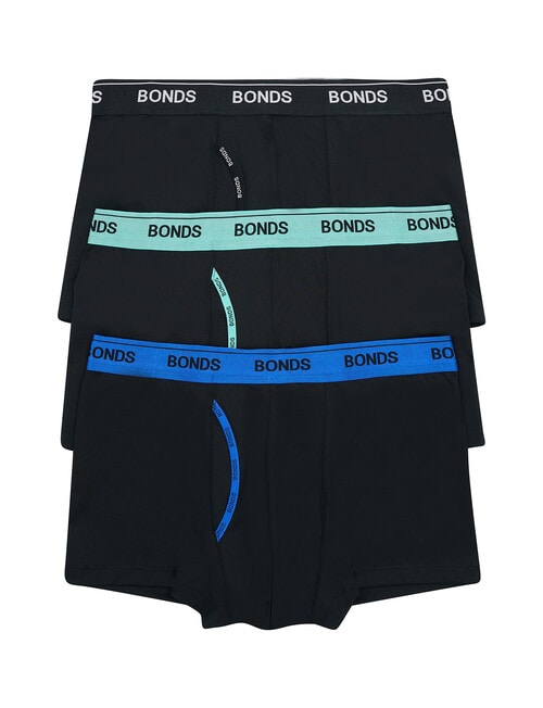 Bonds Guyfront Micro Trunk, 3-Pack, Nu Black with Blue, Neo & Black Waistbands product photo