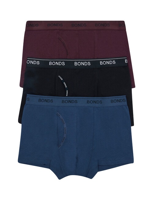 Bonds Guyfront Trunk, 3-Pack, Berry Liquour, Deepest Night & Nu Black product photo