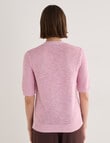Jigsaw Briar Linen Blend Short Sleeve Cardigan, Pink Mist product photo View 02 S