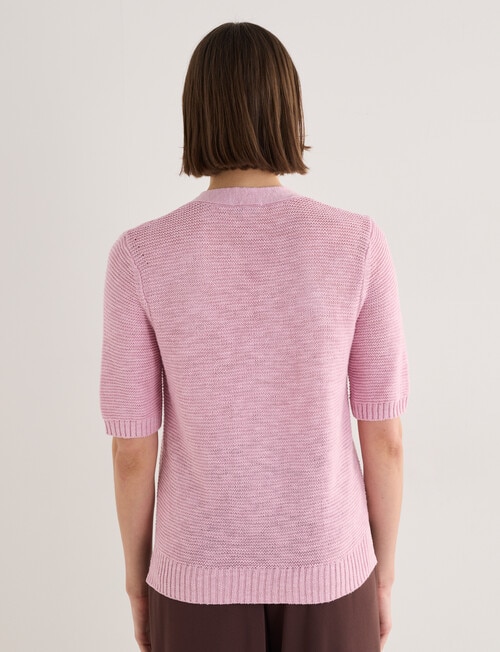 Jigsaw Briar Linen Blend Short Sleeve Cardigan, Pink Mist product photo View 02 L