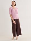 Jigsaw Briar Linen Blend Short Sleeve Cardigan, Pink Mist product photo View 03 S