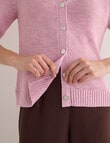 Jigsaw Briar Linen Blend Short Sleeve Cardigan, Pink Mist product photo View 05 S