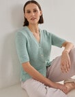Jigsaw Briar Linen Blend Short Sleeve Cardigan, Eggshell Blue product photo
