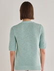 Jigsaw Briar Linen Blend Short Sleeve Cardigan, Eggshell Blue product photo View 02 S