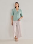 Jigsaw Briar Linen Blend Short Sleeve Cardigan, Eggshell Blue product photo View 03 S