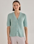 Jigsaw Briar Linen Blend Short Sleeve Cardigan, Eggshell Blue product photo View 04 S