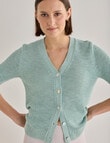 Jigsaw Briar Linen Blend Short Sleeve Cardigan, Eggshell Blue product photo View 08 S