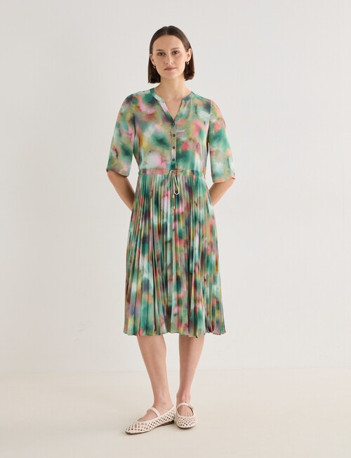 Jigsaw Paradise Pleated Midi Dress, Watercolour Print product photo View 03 L