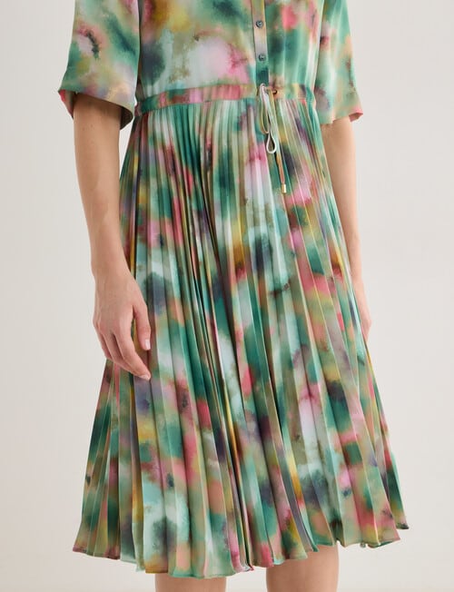 Jigsaw Paradise Pleated Midi Dress, Watercolour Print product photo View 05 L