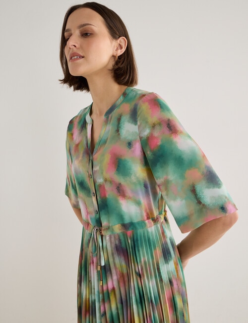 Jigsaw Paradise Pleated Midi Dress, Watercolour Print product photo View 06 L