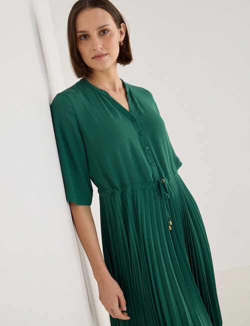 Jigsaw Paradise Pleated Midi Dress, Green product photo