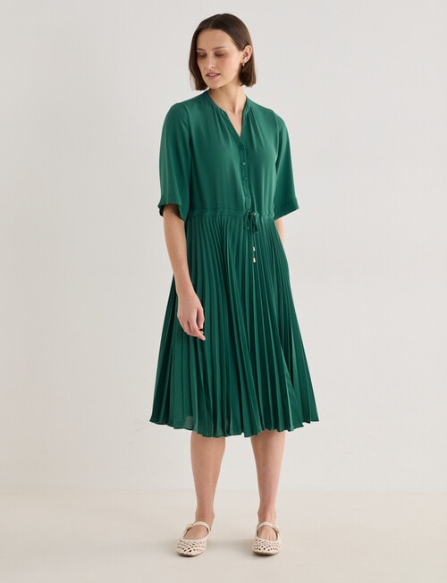 Jigsaw Paradise Pleated Midi Dress, Green product photo View 03 L