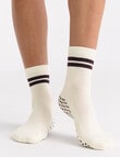 Ambra Organic Cotton Pilates Grip Crew Sock, Buttercream product photo View 03 S